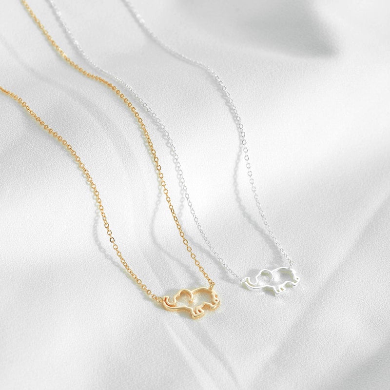 Fettero Elephant Necklace for Women Gold Open Pendant Dainty Chain 14K Gold Plated Minimalist Simple Cute Animal Jewelry Gift - Image 4
